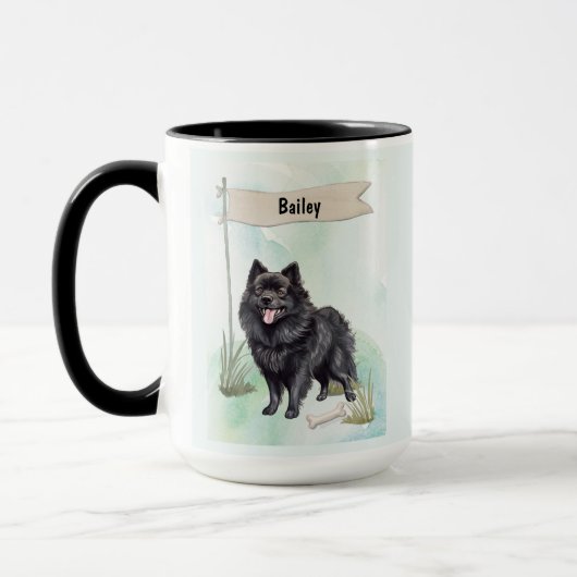 Schipperke Watercolor Personalized Dog Mok (Links)