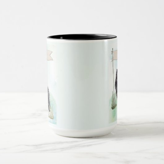 Schipperke Watercolor Personalized Dog Mok (Midden)