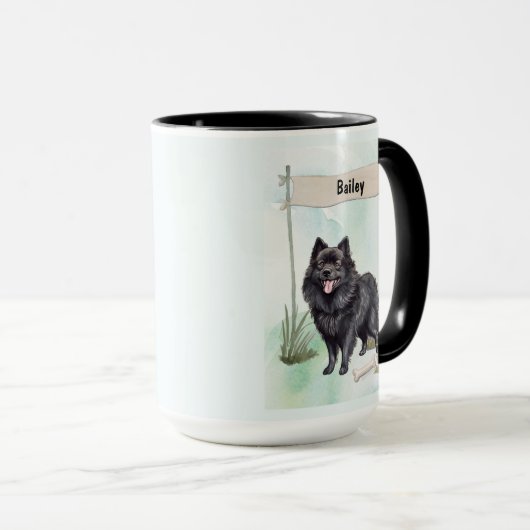 Schipperke Watercolor Personalized Dog Mok (Voorkant rechts)