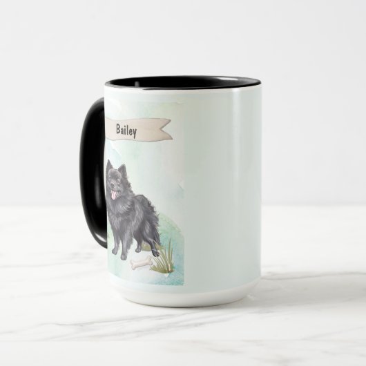 Schipperke Watercolor Personalized Dog Mok (Voorkant links)