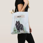 Schipperke Watercolor Personalized Dog Tote Bag (Dichtbij)