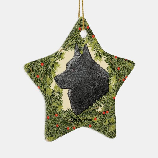 Schipperke Wreath Keramisch Ornament (Rechts)