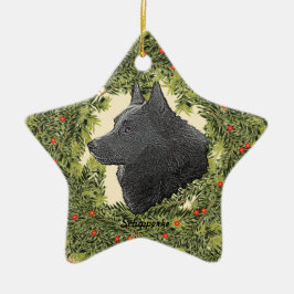 Schipperke Wreath Keramisch Ornament