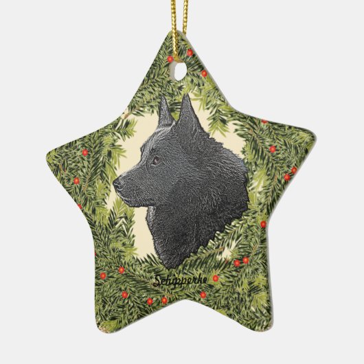 Schipperke Wreath Keramisch Ornament (Links)