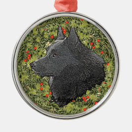 Schipperke Wreath Metalen Ornament