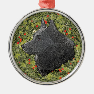 Schipperke Wreath Metalen Ornament