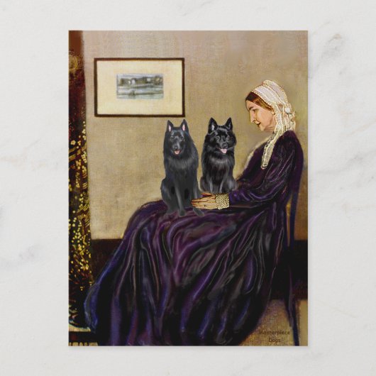 Schipperkes (twee) - Moeder van Whsitler Briefkaart (Voorkant)
