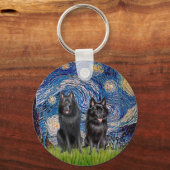 Schipperkes (twee) - Sterrennacht Sleutelhanger (Voorkant)