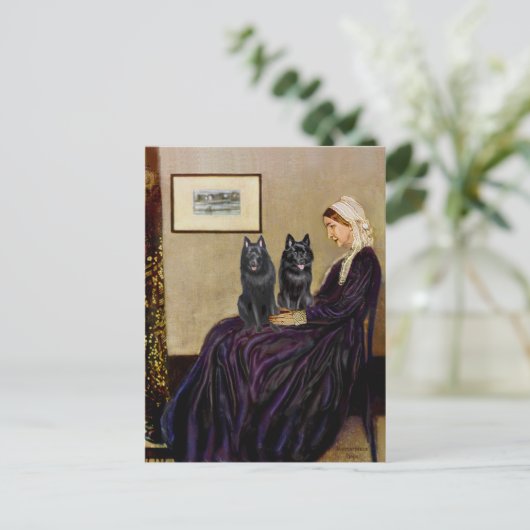 Schipperkes (twee) - Whiskeraars Moeder Briefkaart (Staand voorkant)