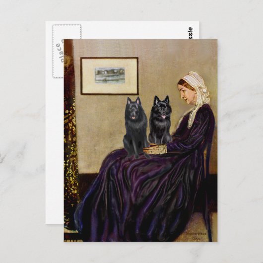 Schipperkes (twee) - Whiskeraars Moeder Briefkaart (Voorkant / Achterkant)