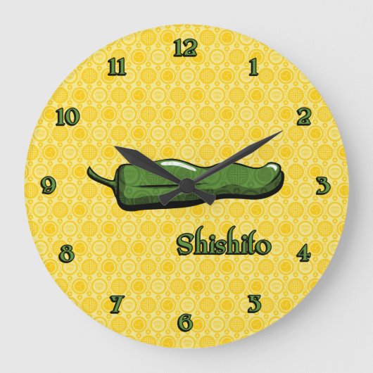 Schishito Chili Pepper Clock Grote Klok (Voorkant)