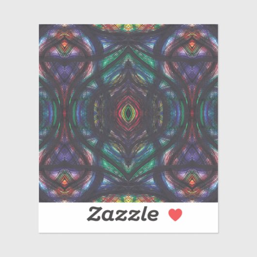 Schism Abstract Dark Rainbow Black Watercolor Art Sticker (Vel)
