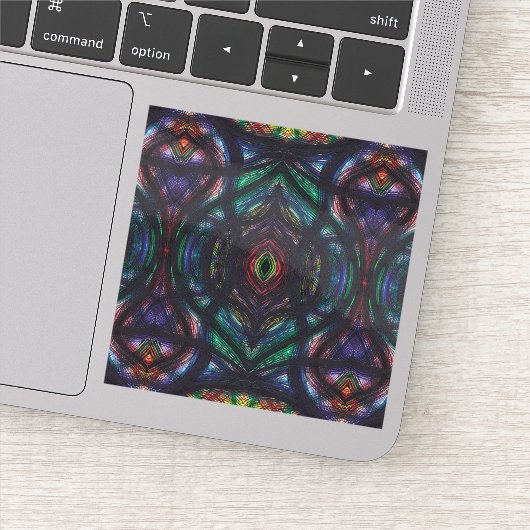 Schism Abstract Dark Rainbow Black Watercolor Art Sticker (Detail)