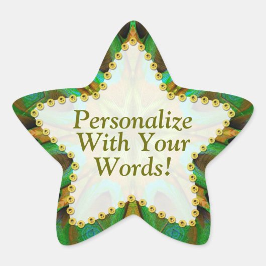 Schitter op natuur groene ster sticker (Voorkant)
