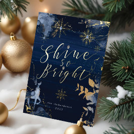 Schitter zo helder marine goud sneeuwvlokken en re folie feestdagenkaart