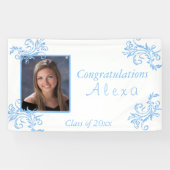 Schitterend Afstuderen Blauw Glitter Vines Stars B Spandoek (Horizontaal)