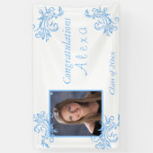 Schitterend Afstuderen Blauw Glitter Vines Stars B Spandoek (Verticaal)