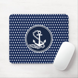 Schitterend anker, blauw en witte maritieme stijl muismat