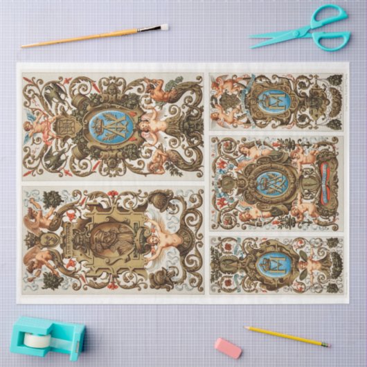 Schitterend barokke rococo-engel-ontkoppelpapier tissuepapier (Craft)