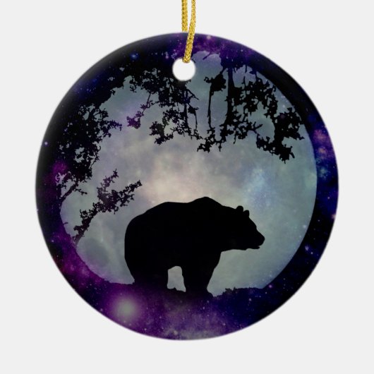 Schitterend Beer en Galaxy Wildlife Xmas Orament Keramisch Ornament (Voorkant)