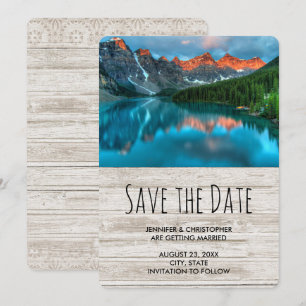 Schitterend berglandschap fotografie bruiloft save the date