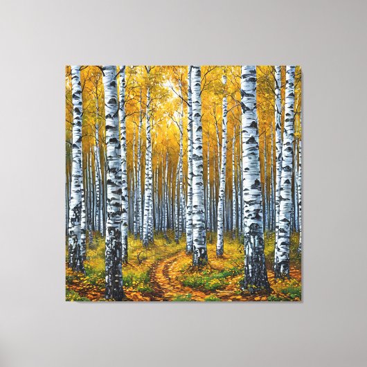 Schitterend berkenbos in de herfst canvas afdruk (Voorkant)
