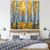 Schitterend berkenbos in de herfst canvas afdruk (Insitu (Slaapkamer))