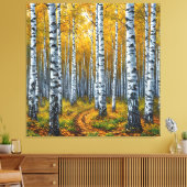 Schitterend berkenbos in de herfst canvas afdruk (Insitu (Woonkamer))