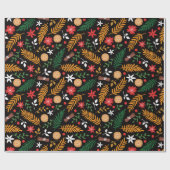 Schitterend bladpatroon in zwart-wit voor Kerstmis Cadeaupapier (Vlak)