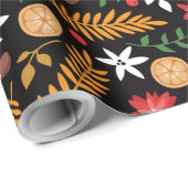 Schitterend bladpatroon in zwart-wit voor Kerstmis Cadeaupapier (Rol Hoek)