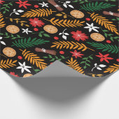 Schitterend bladpatroon in zwart-wit voor Kerstmis Cadeaupapier (Hoek)