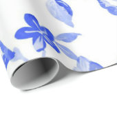 Schitterend  blauw bloempatroon cadeaupapier (Rol Hoek)