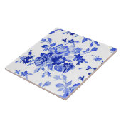 Schitterend  blauw bloempatroon tegeltje (Zijkant)