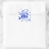 Schitterend  blauw bloempatroon vierkante sticker (Tas)
