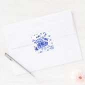 Schitterend  blauw bloempatroon vierkante sticker (Envelop)