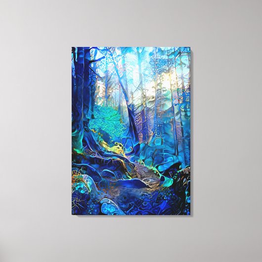Schitterend blauw bos Stretched Canvas (Voorkant)