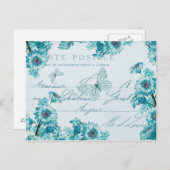 Schitterend blauw  briefkaart met bloemen (Voorkant / Achterkant)