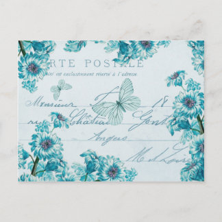 Schitterend blauw briefkaart met bloemen