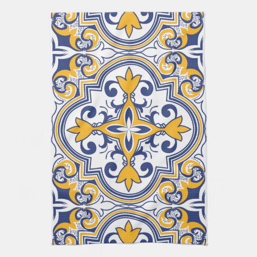 💙 Schitterend blauw en geel Azulejos 9 Theedoek (Verticaal)