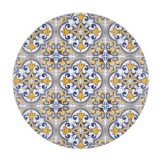 💙 Schitterend blauw en geel Azulejos 9 Uitsnijdin Snijplank (Voorkant)