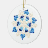 Schitterend blauw en wit Snowflake design Keramisch Ornament (Links)