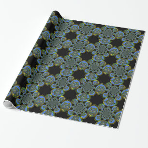 Schitterend blauw geel cadeaupapier