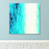 Schitterend blauw, groen geschilderd zee canvas af (Insitu (Houten vloer))