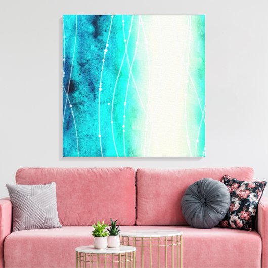 Schitterend blauw, groen geschilderd zee canvas af afdruk (Insitu (Woonkamer))