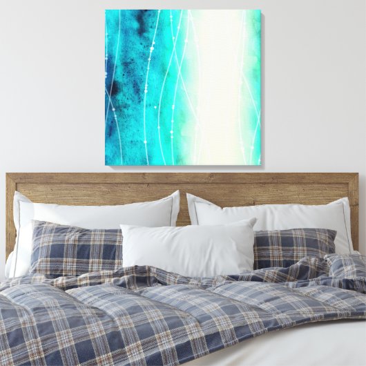 Schitterend blauw, groen geschilderd zee canvas af afdruk (Insitu (Slaapkamer))