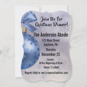 Schitterend blauw Ornament met een zijderend lint Kaart (Voorkant)