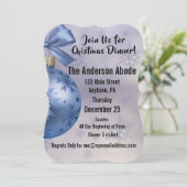 Schitterend blauw Ornament met een zijderend lint Kaart (Staand voorkant)