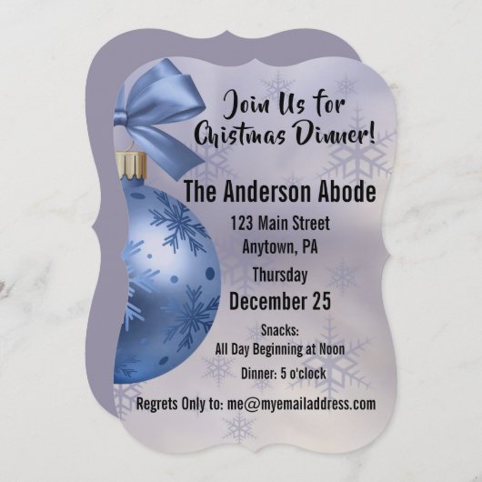 Schitterend blauw Ornament op een zijdelint in Kaart (Voorkant / Achterkant)