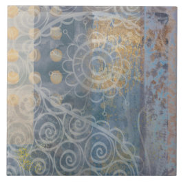 Schitterend blauw patroon, industriële loft-stijl tegeltje