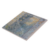 Schitterend blauw patroon, industriële loft-stijl tegeltje (Zijkant)